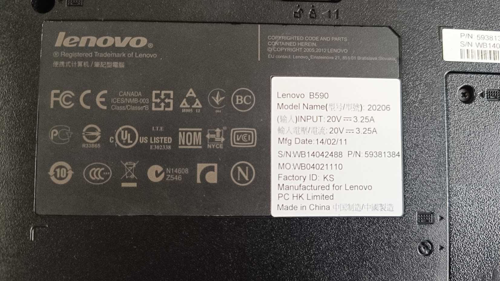 Продаю ноутбук Lenovo B590