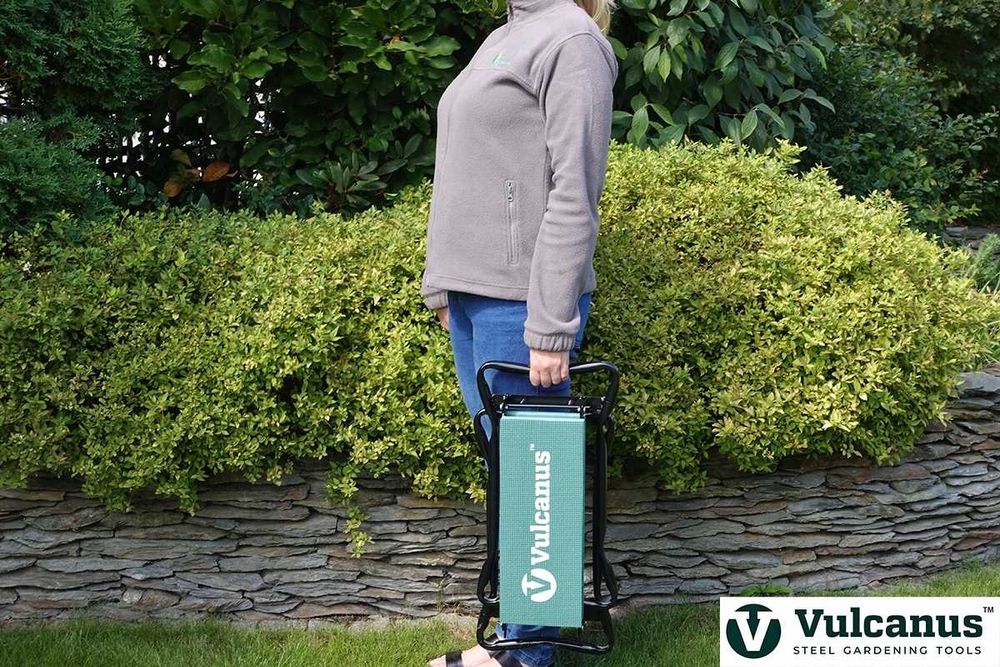 STOŁEK OGRODOWY 2w1 Krzesło Taboret Klęcznik Zielone + Narzędzia