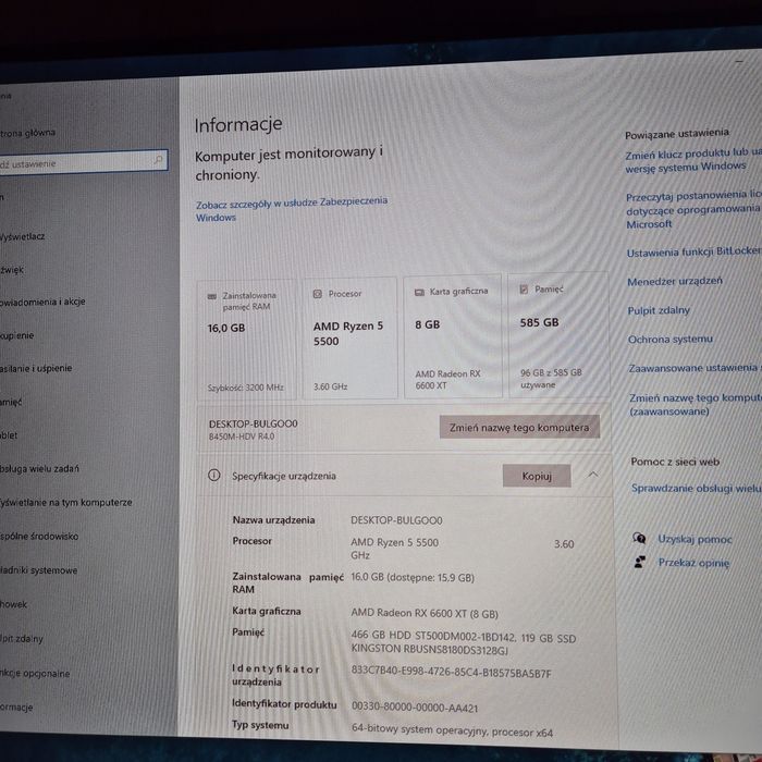 Komputer RTX3060Ti/RX6600XT/R5 5500/16gb ram/Gamingowy Okazja Wi-Fi