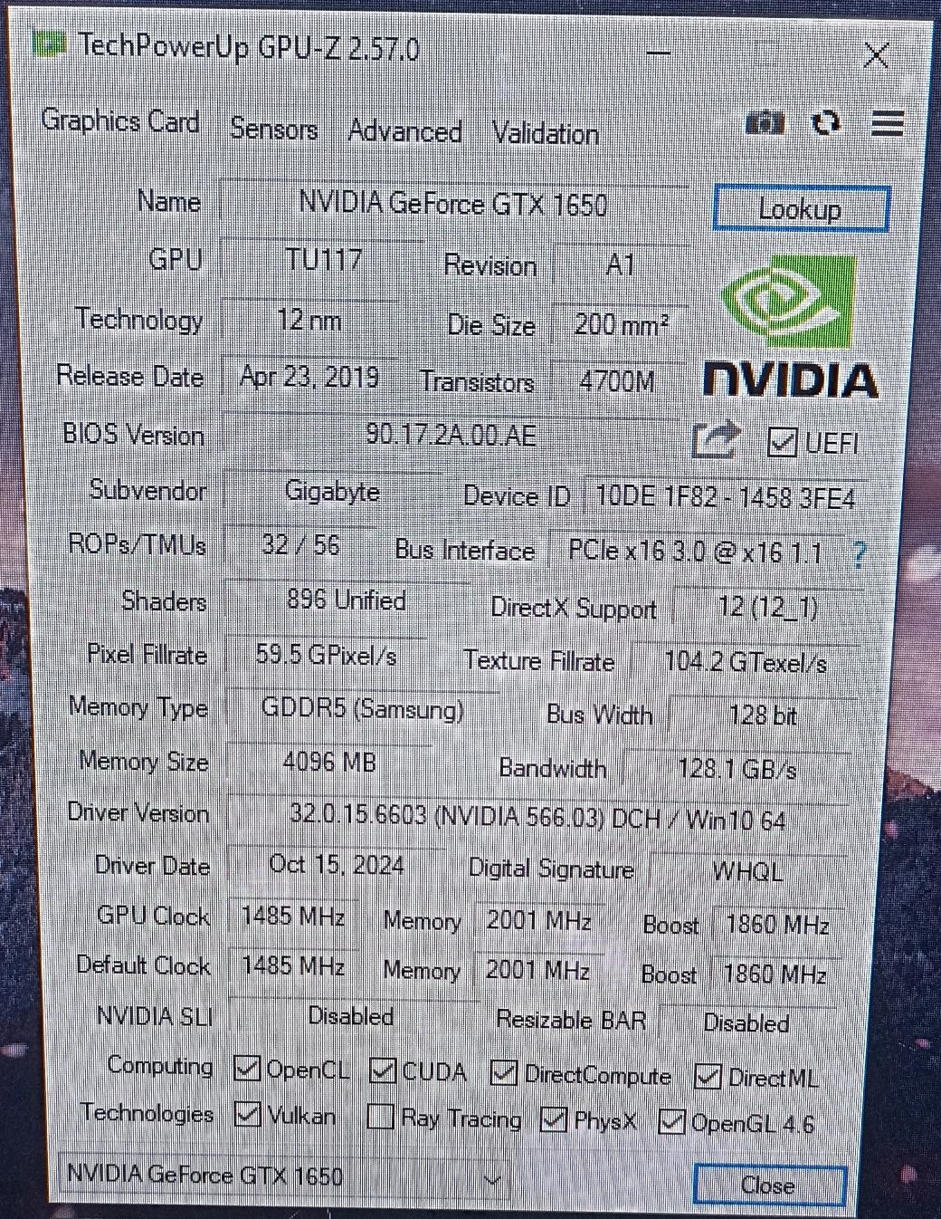 Відеокарта Gigabyte GTX 1650