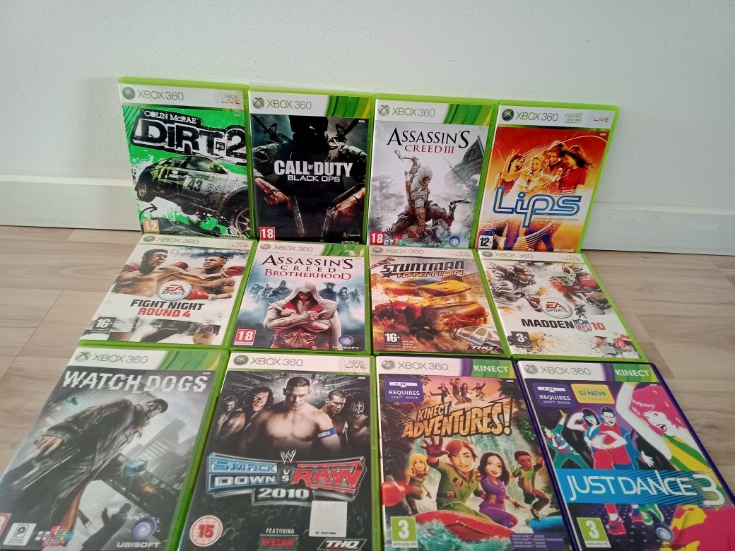 Xbox 360+ 3 pady , Kinect+16 gier
