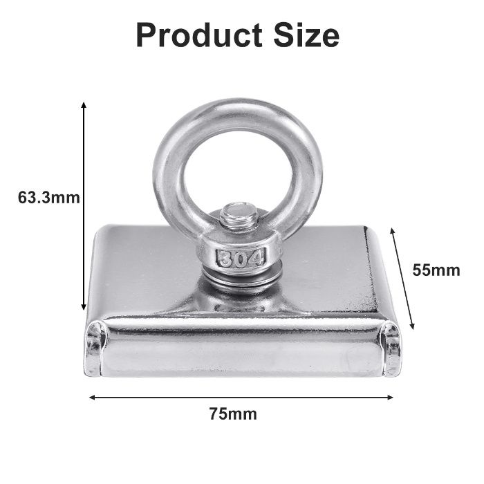 75mm Gancho pesca magnetica Iman neodímio neodymium caça tesouro