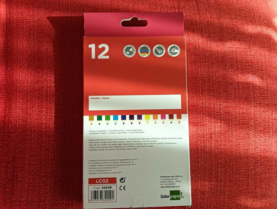 Lápis de Cor bico grosso especial para crianças 12 unid.