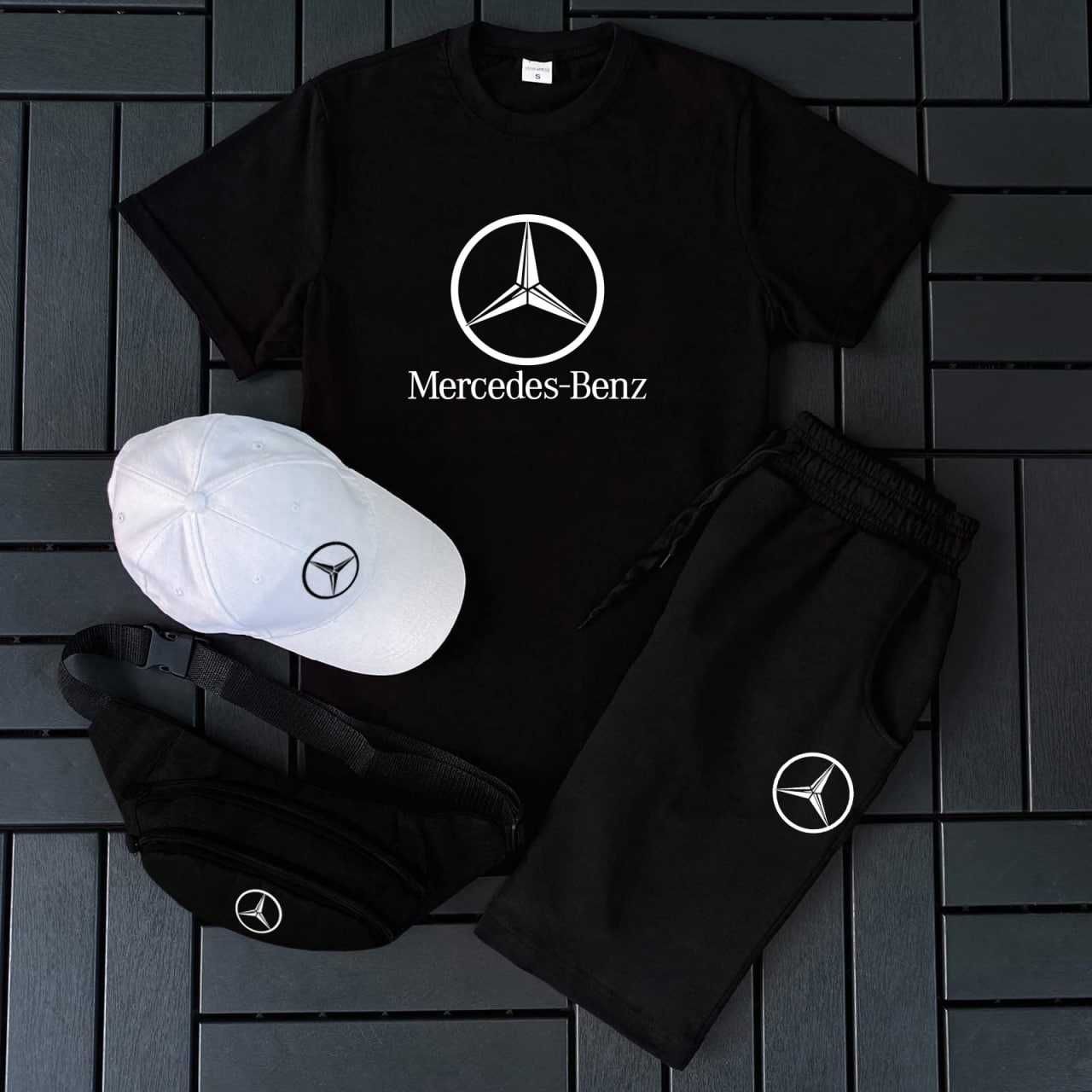 Костюм на літо 4в1 Mercedes-Benz | Футболка + шорти + кепка + бананка