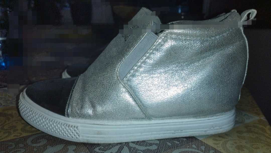 Srebrne Sneakersy botki COLLECTION