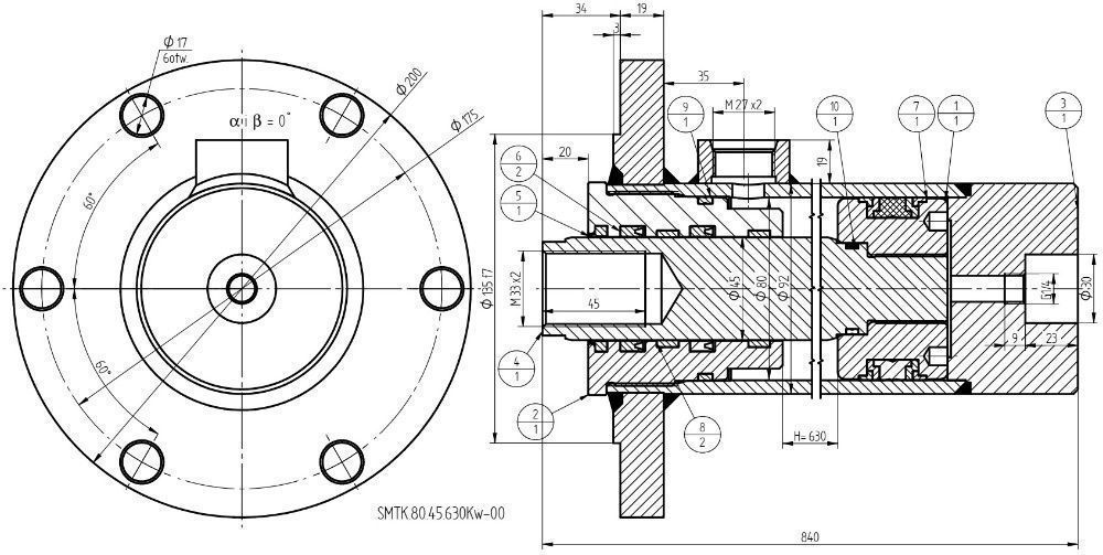 Siłownik hydrauliczny obrót cyklop 80x45 skok 630 KOŁNIERZ [0004]