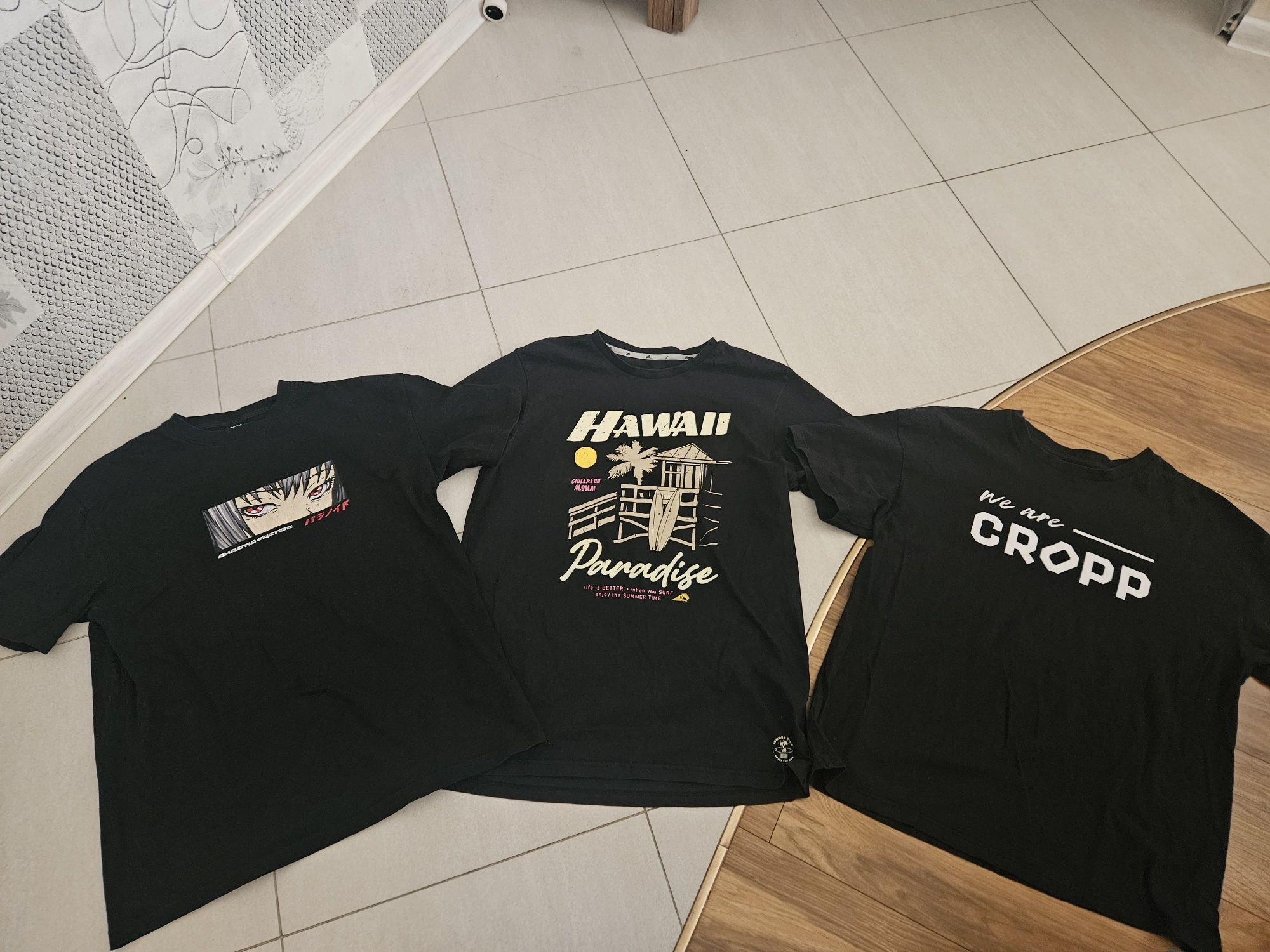 3 t-shirty męskie L cropp i c&a czarne stan bdb
