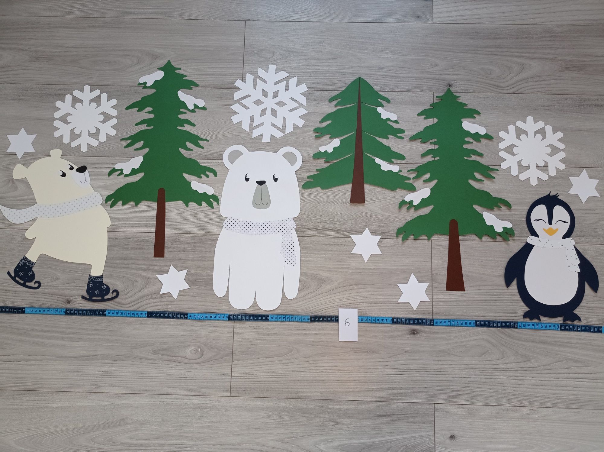 Dekoracje papierowe okienne zimowe do przedszkola