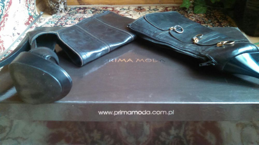 Skórzane kozaki PRIMA MODA- OKAZJA