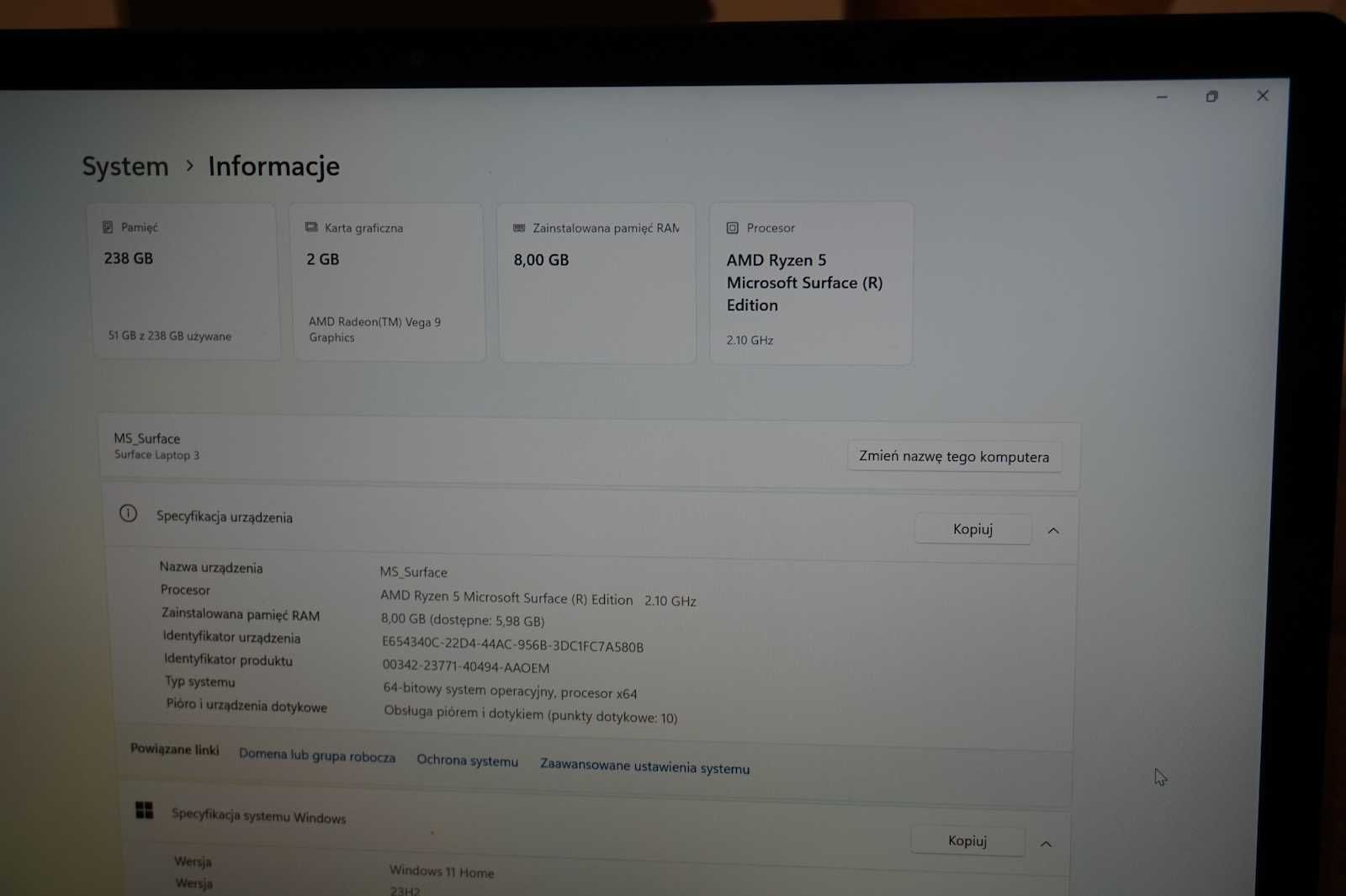 Microsoft Surface Laptop 3 15", 8 GB / 256 GB, AMD Ryzen 5, dotyk