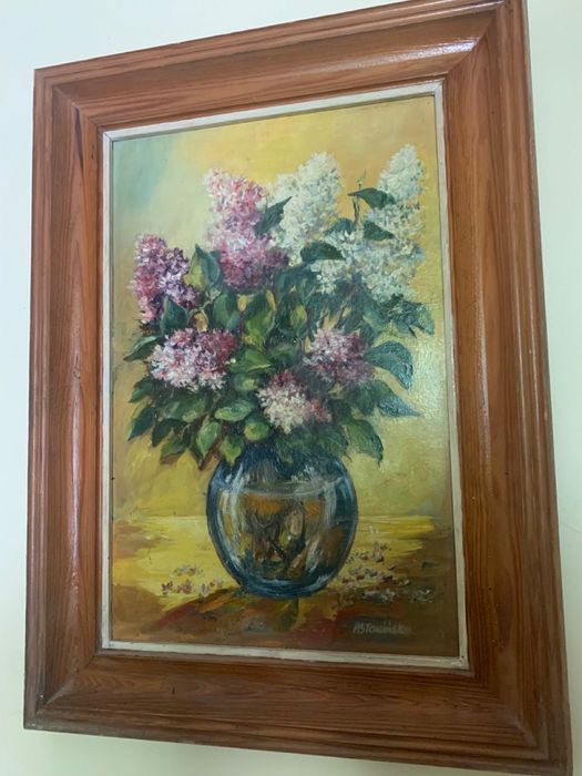 Bez w wazonie - obraz olejny na płótnie