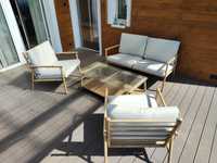 Meble ogrodowe Nateriał Aluminiowe Bambusowe Stolik Fotele Sofa