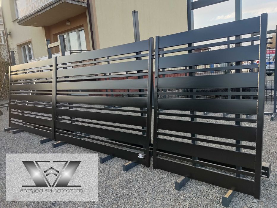Brama wjazdowa dwuskrzydłowa nowoczesna palisada 1,4x4/120-30 MIX smb