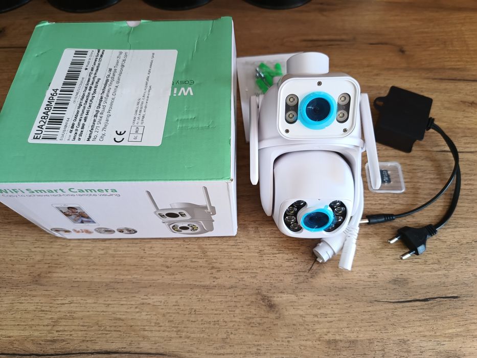 Kamera zewnętrzna Wi-Fi 4K 8MP dwa obiektywy Promocja!!!Karta 64G Wysy