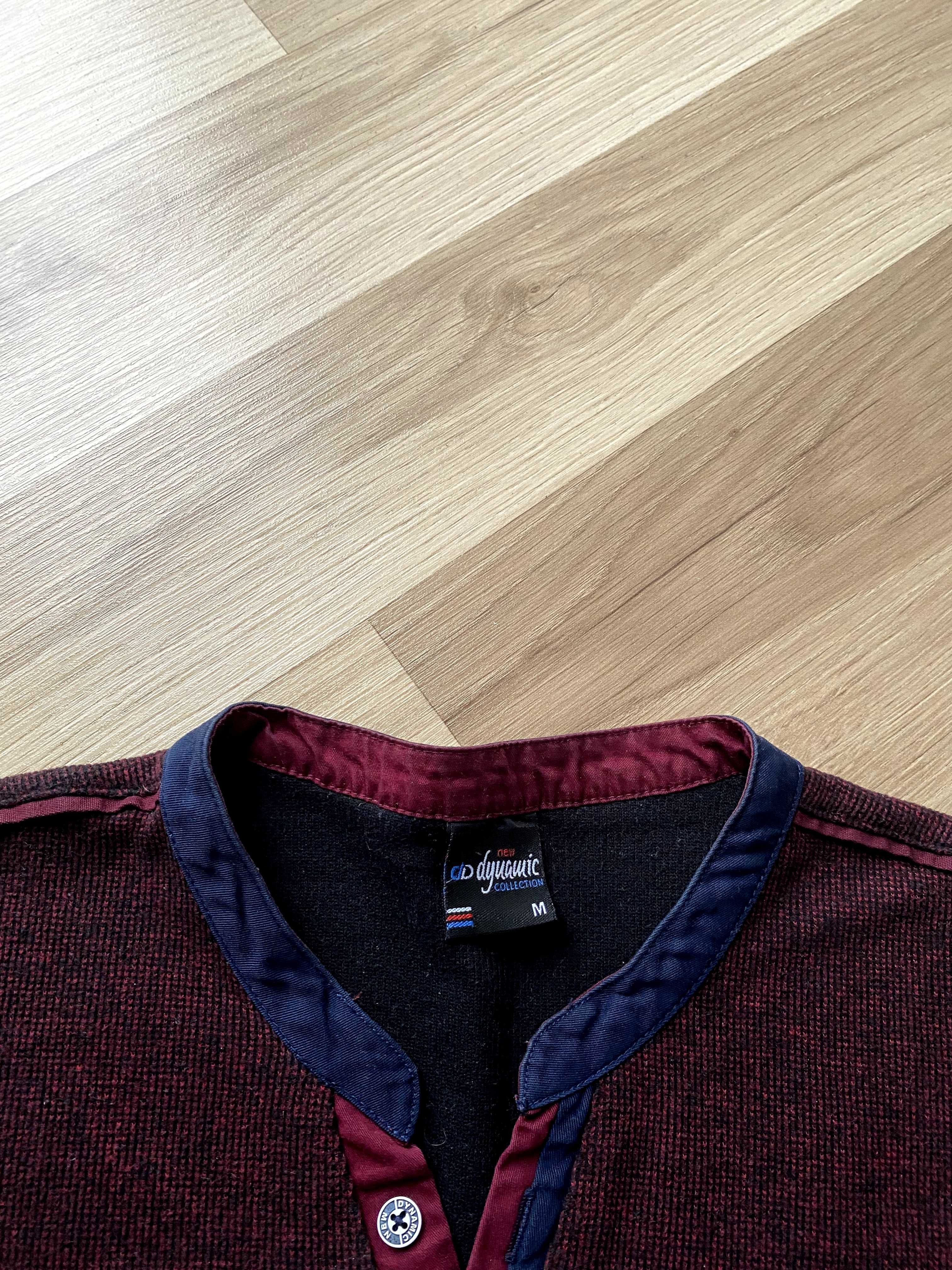 Klasyczny elegancki męski sweter bordowy z guzikami 70% bawełna M 38