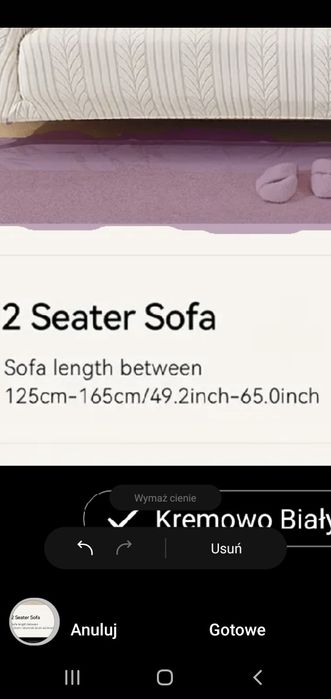 Narzuta na sofe 2 osobową kremowa