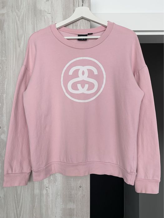 Stussy longsleeve crewneck bluzka na długi rękaw bluza pudrowa różowa