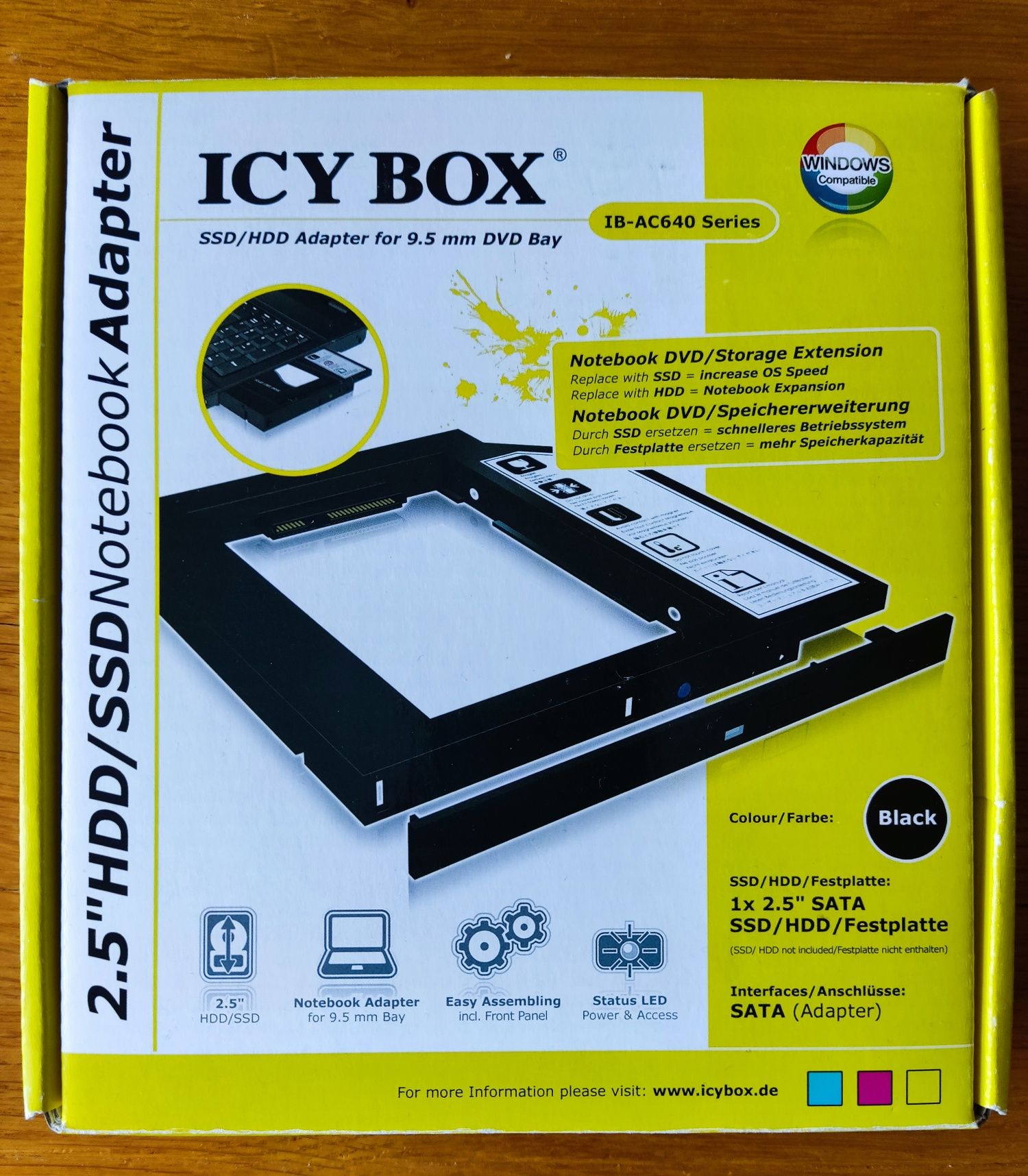 ICY BOX Kieszeń Adapter na dysk w miejsce napedu DVD