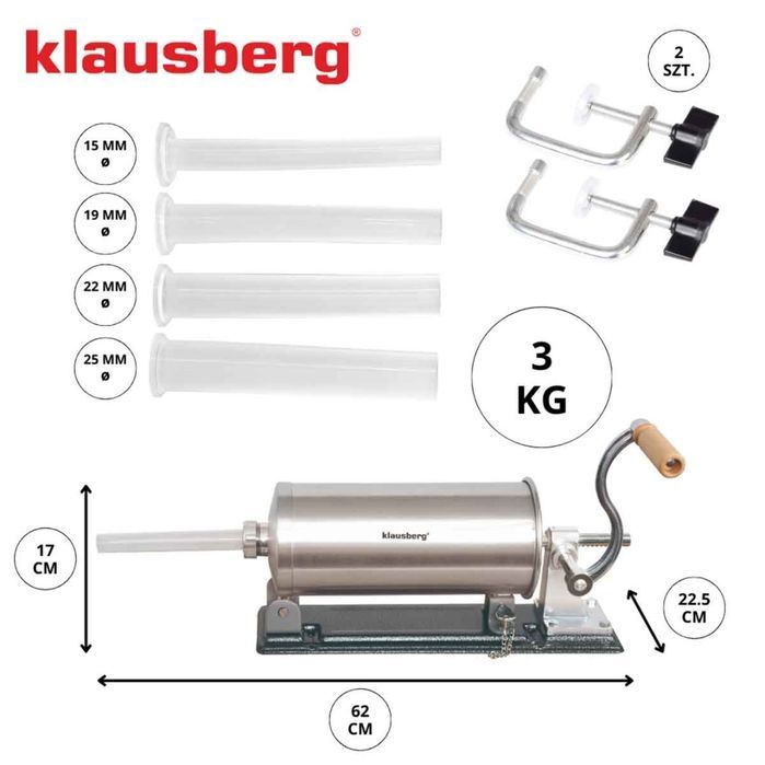 Ręczna Nadziewarka Do Kiełbasy 3Kg Klausberg Kb-7928