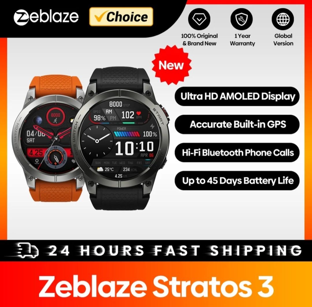 Smatrwatch Zeblaze STRATOS 3 - GPS wododpornosc IP68 ekran ULTRA HD A