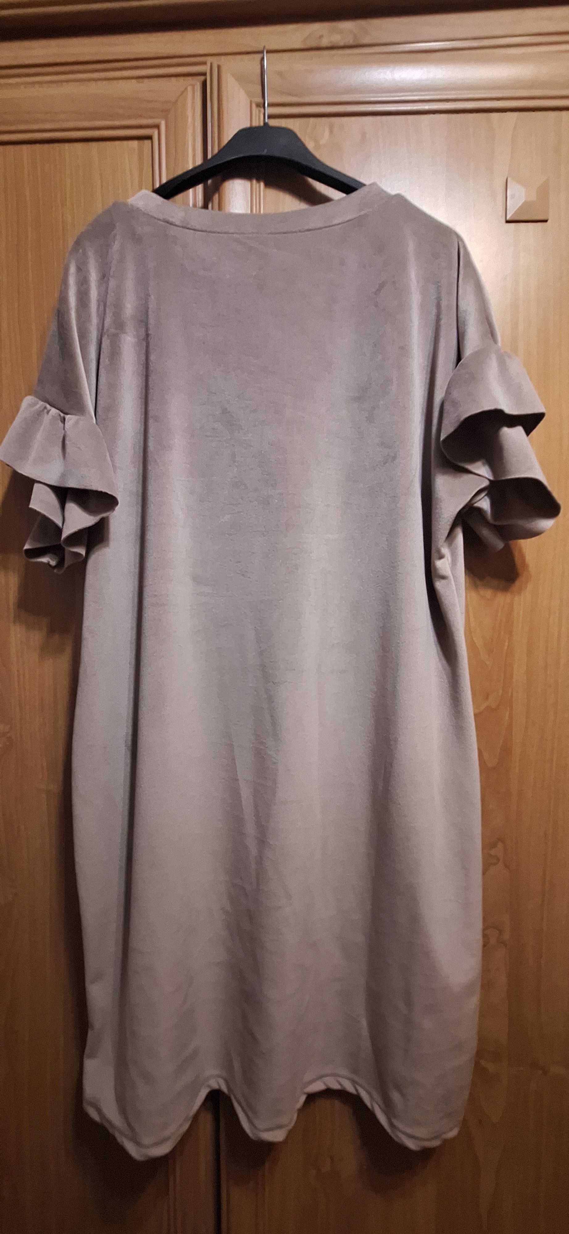 Sukienka z weluru kolor fango roz. XL