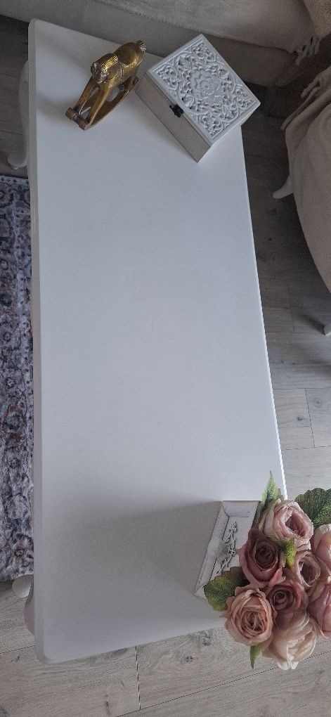Ława stolik kawowy z duszą Wiktoriański Shabby styl biały