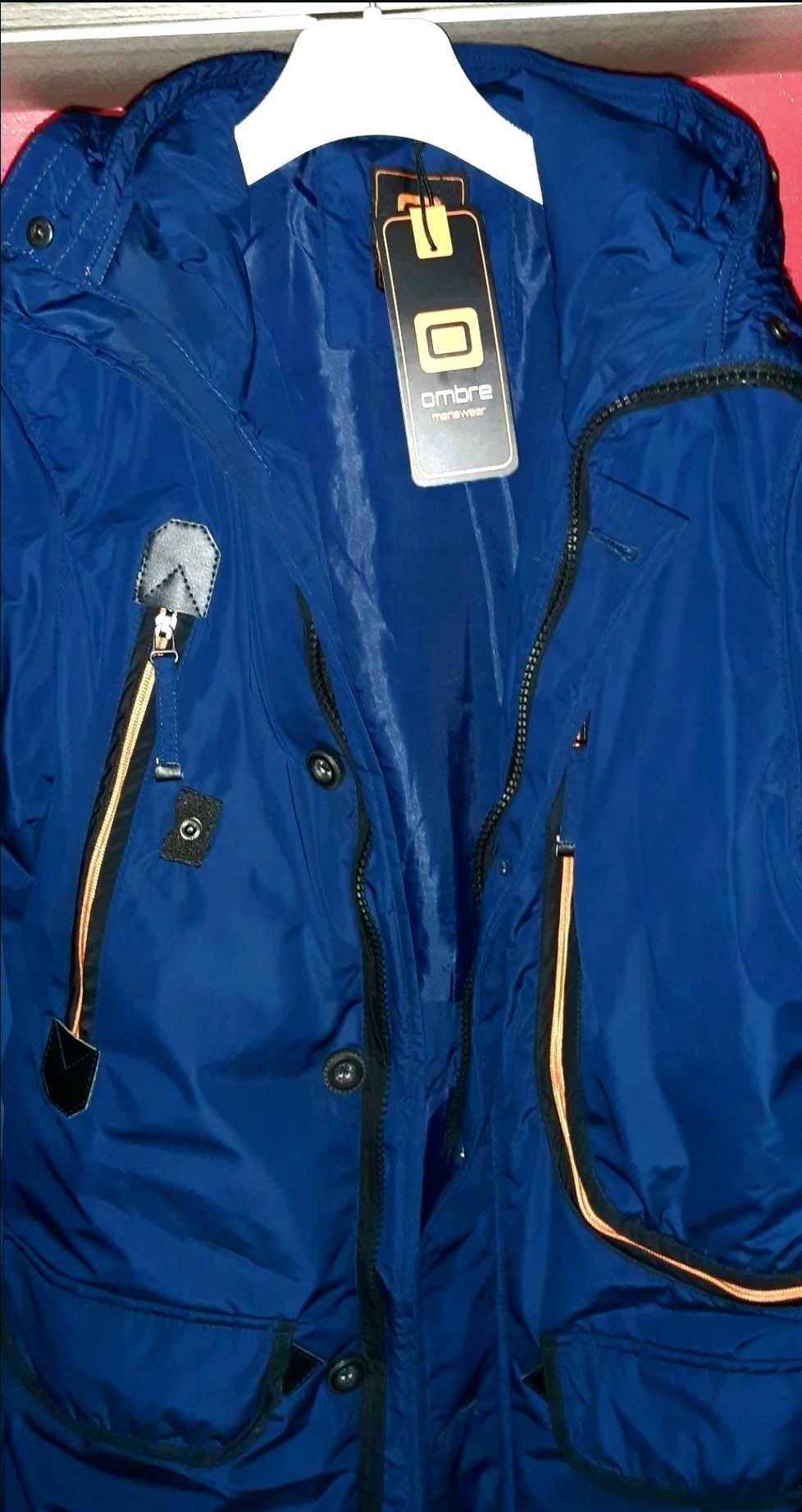 NOWA męska kurtka parka zimowa, granatowa, r.S/M