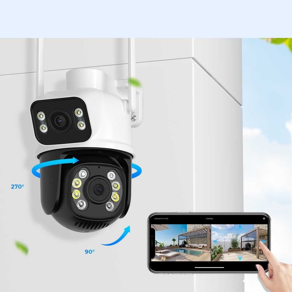 Kamera Podwójna Obrotowa Zewnętrzna IP Wifi 6Mpx