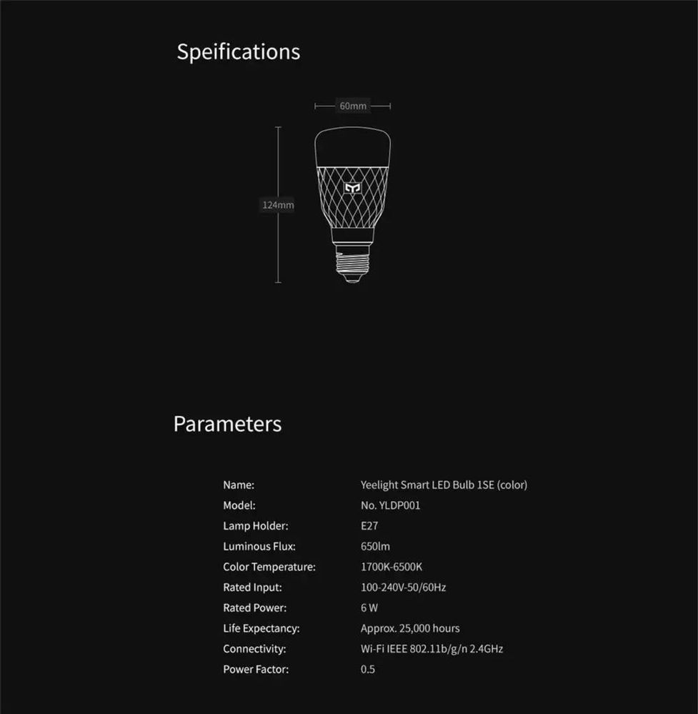 Inteligentna żarówka LED Yeelight Smart Bulb 1-S