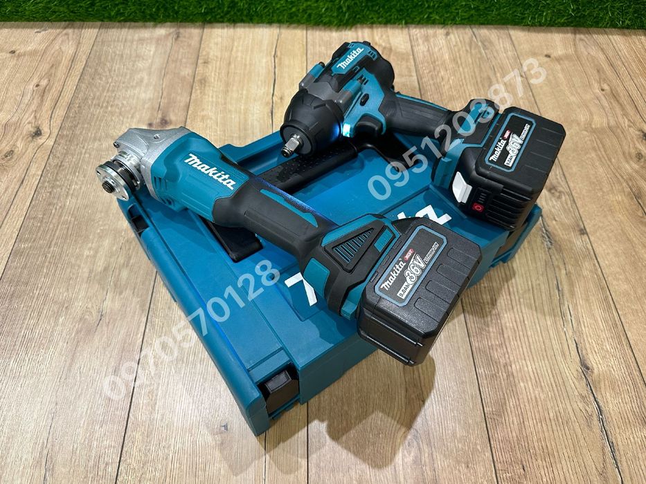 Набор 2/1 Makita Гайковерт DTW850BL + Болгарка DGA504BL с 2акб 36V 9Ah