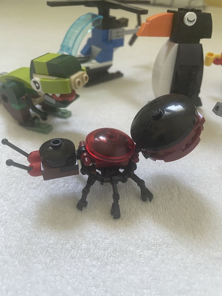 Lego zestaw zwierzęta, roboty, helikopter 6 szt.