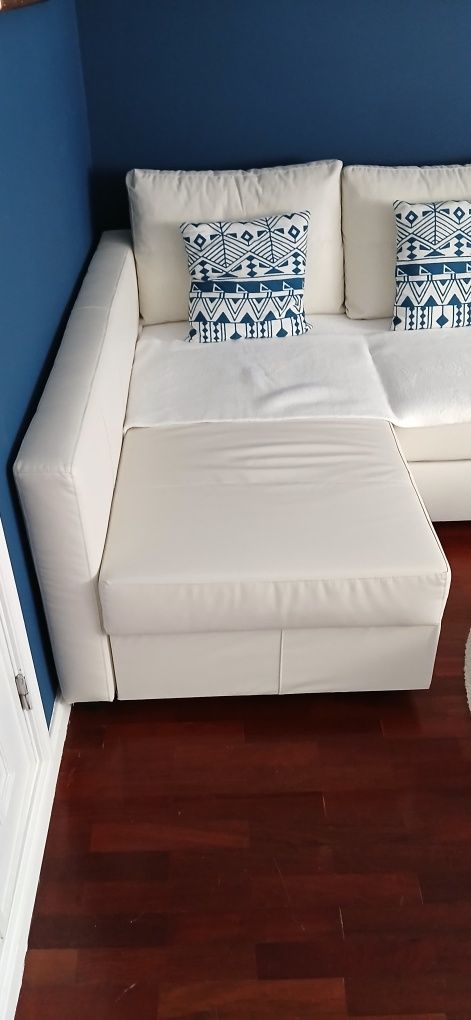 Sofa cama com chaise longue pele sintetica novo