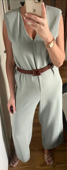 Nowy kombinezon miętowy z paskiem ZARA rozmiar S 36