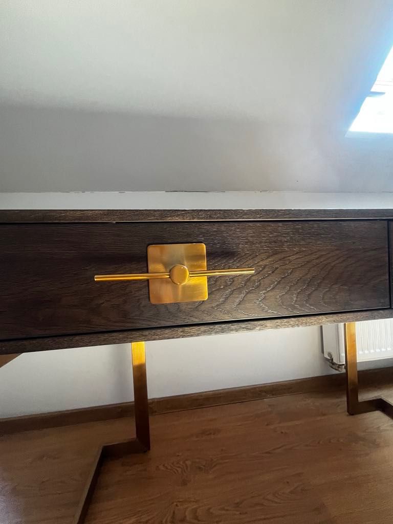 Biurko Kare Design – orzech + złoto