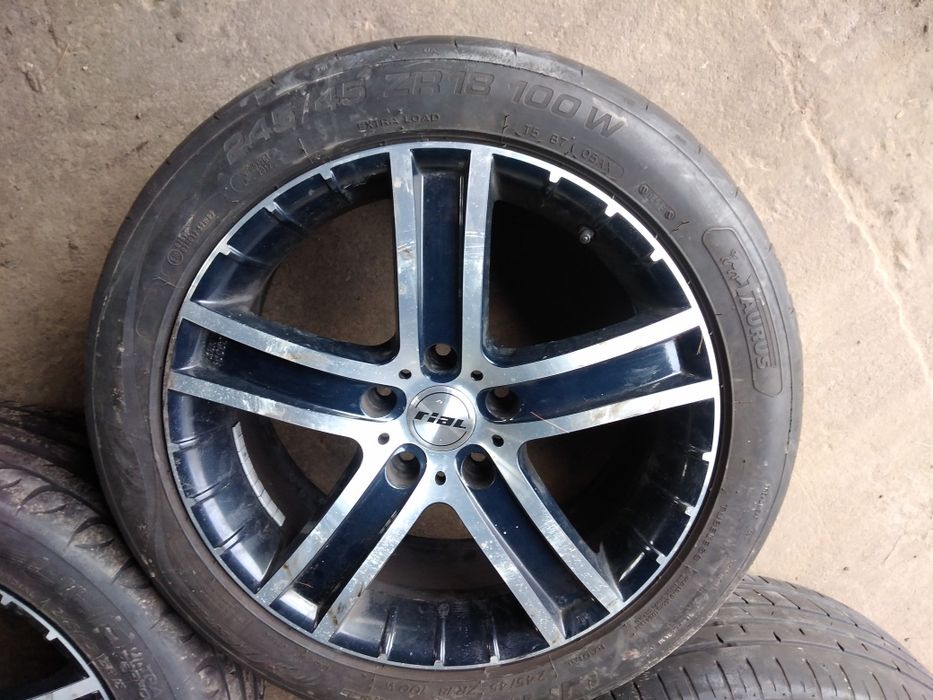 Alufelgi 5x120 18" czarno srebrne opony letnie 245/45ZR18 zamienię