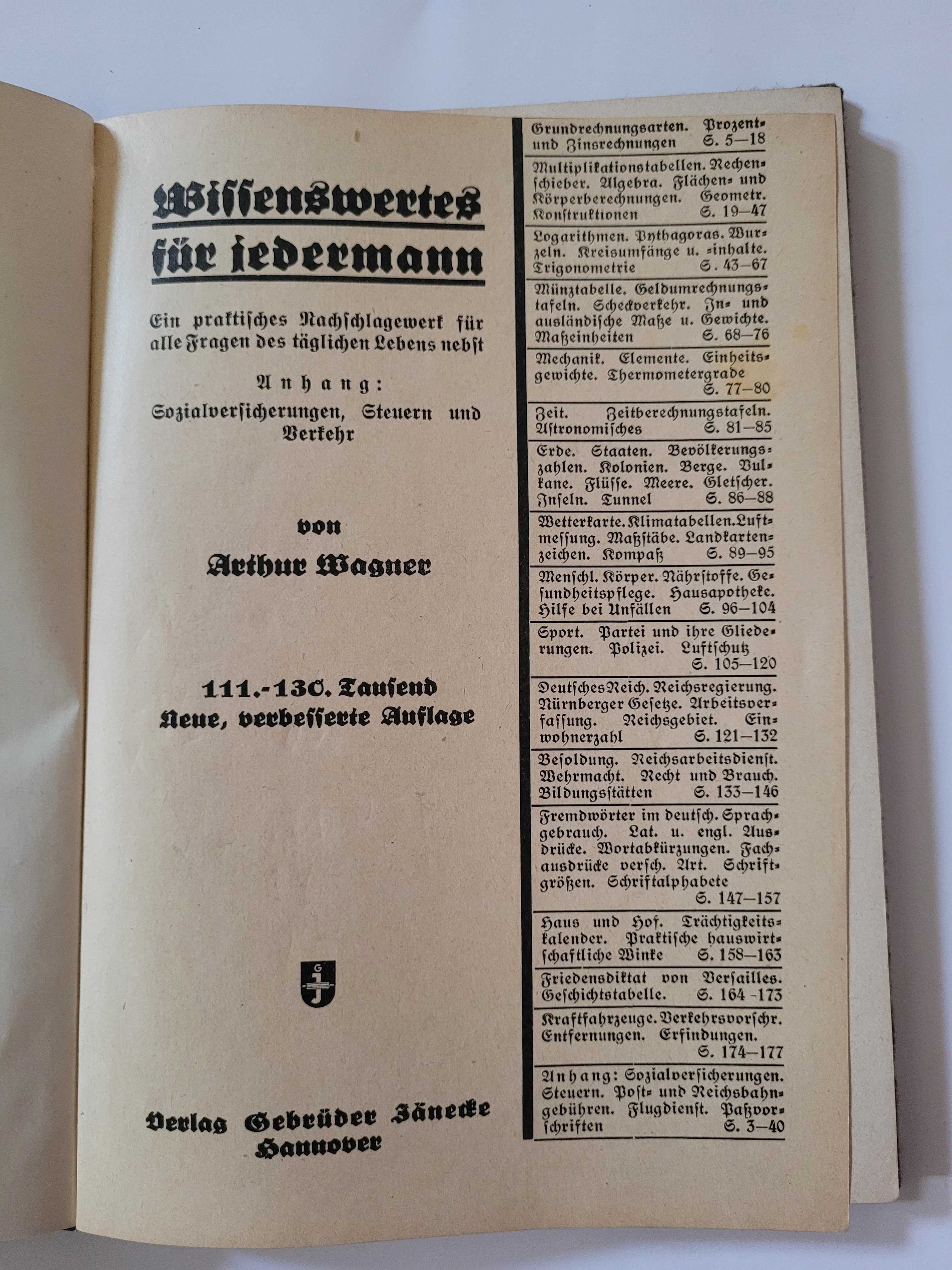 Niemieckie tablice naukowe, 1941 r.