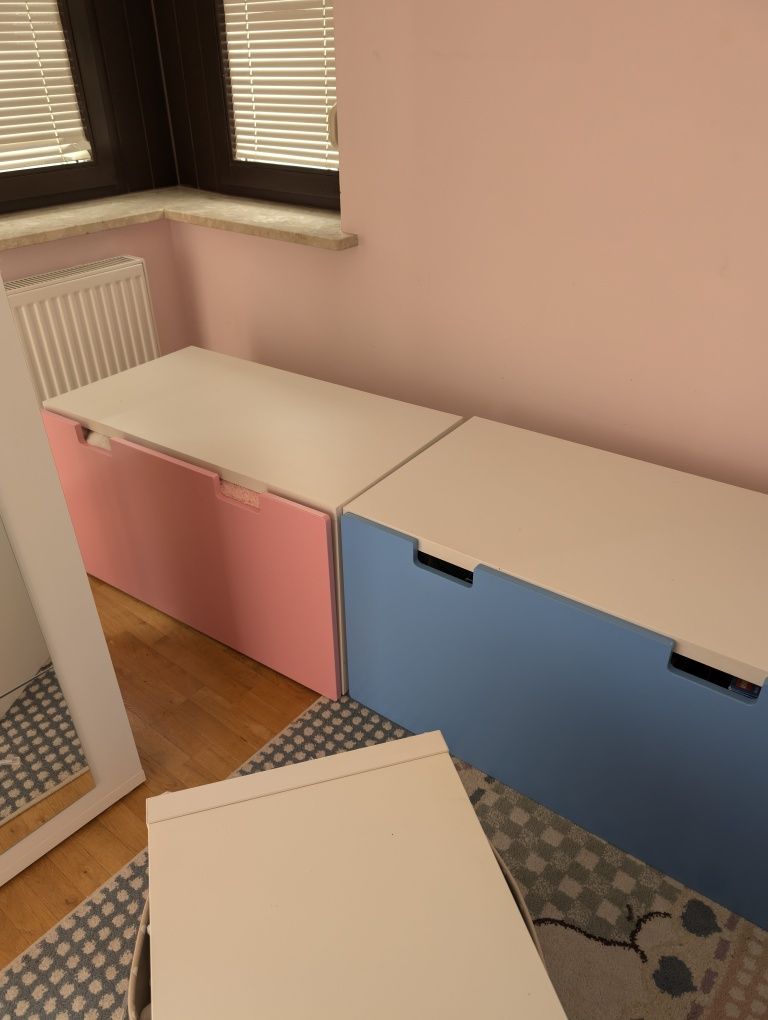 6 elementów Zestaw mebli szafy, regały, skrzynie stuva ikea różowy