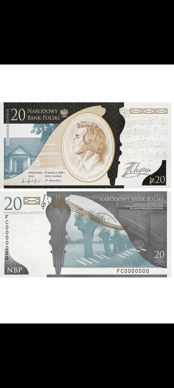 200. rocznica urodzin Fryderyka Chopina BanknotNBP