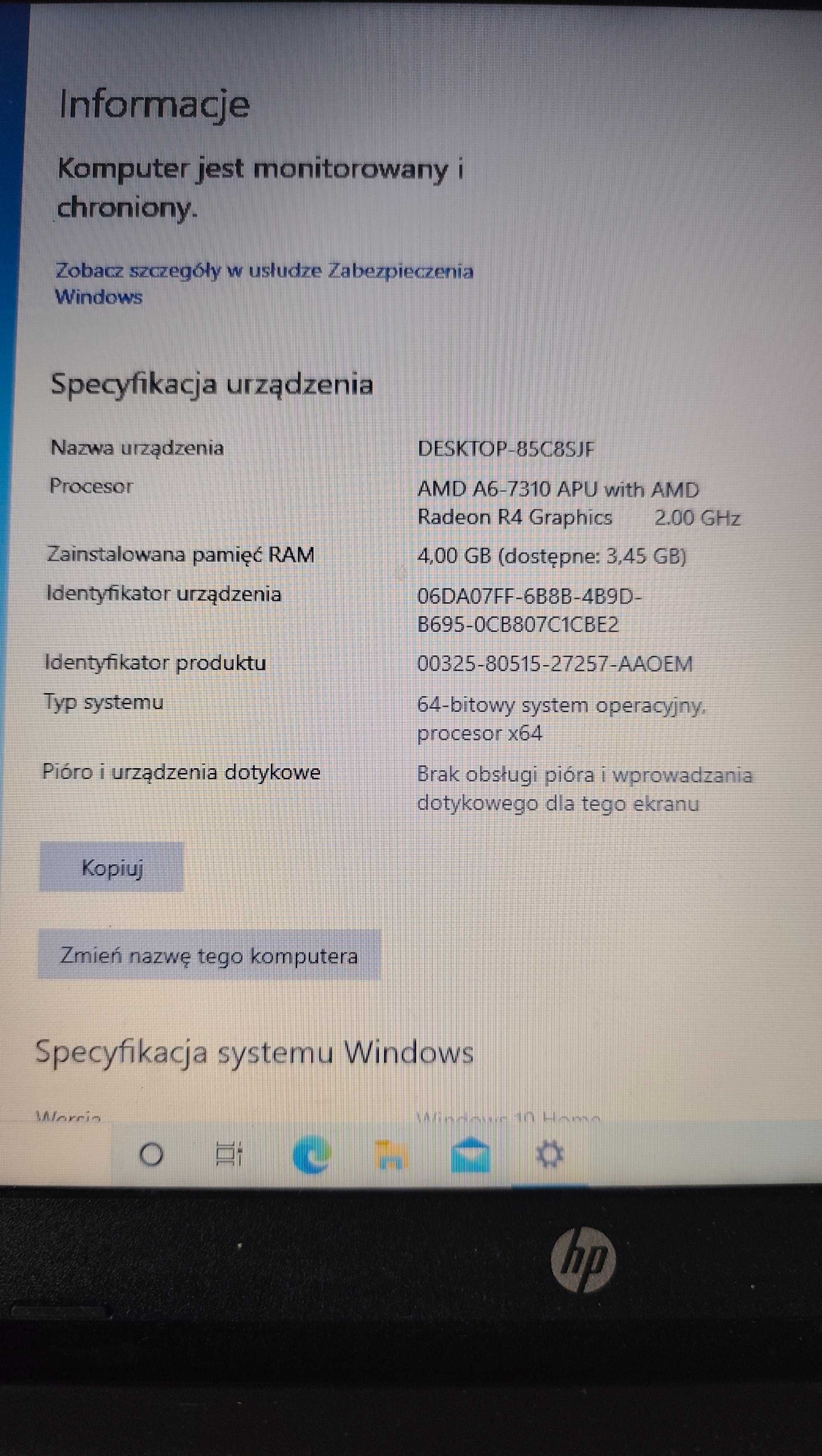 Laptop HP z Windows 10