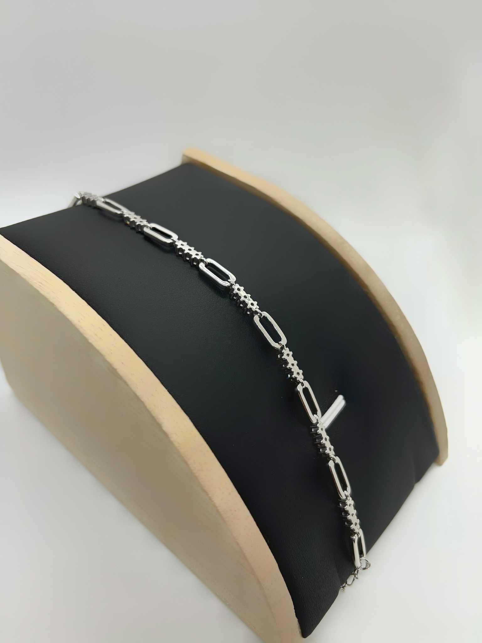 Nowa Srebrna, Rodowana Bransoletka pr 925 7,84g (Długość 18-21,5 cm)