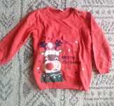 Czerwony sweter z reniferem 98