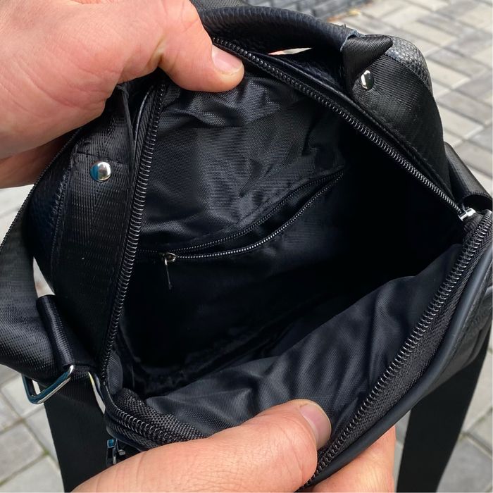 Чорна сумка для чоловіка шкіряна барсетка Gentalman base