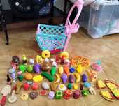 Conjunto Brinquedos Comidas + Carrinho Compras Disney
