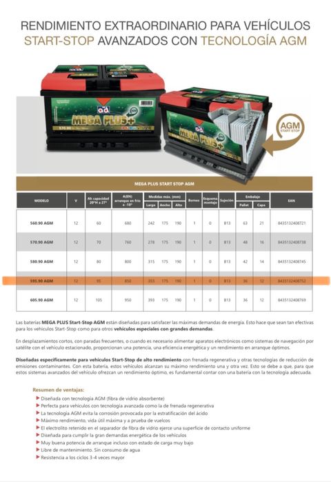 Bateria Start Stop AD MEGA PLUS + AGM