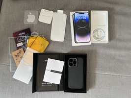 Iphone 14 pro 128 silver gwarancja + szkla + memumi carbonowe etui