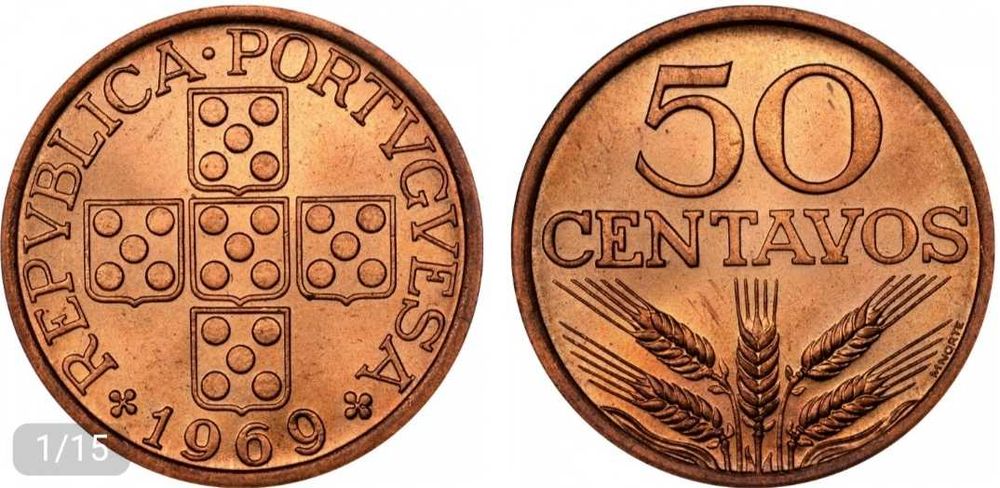 Moedas 50 centavos de bronze