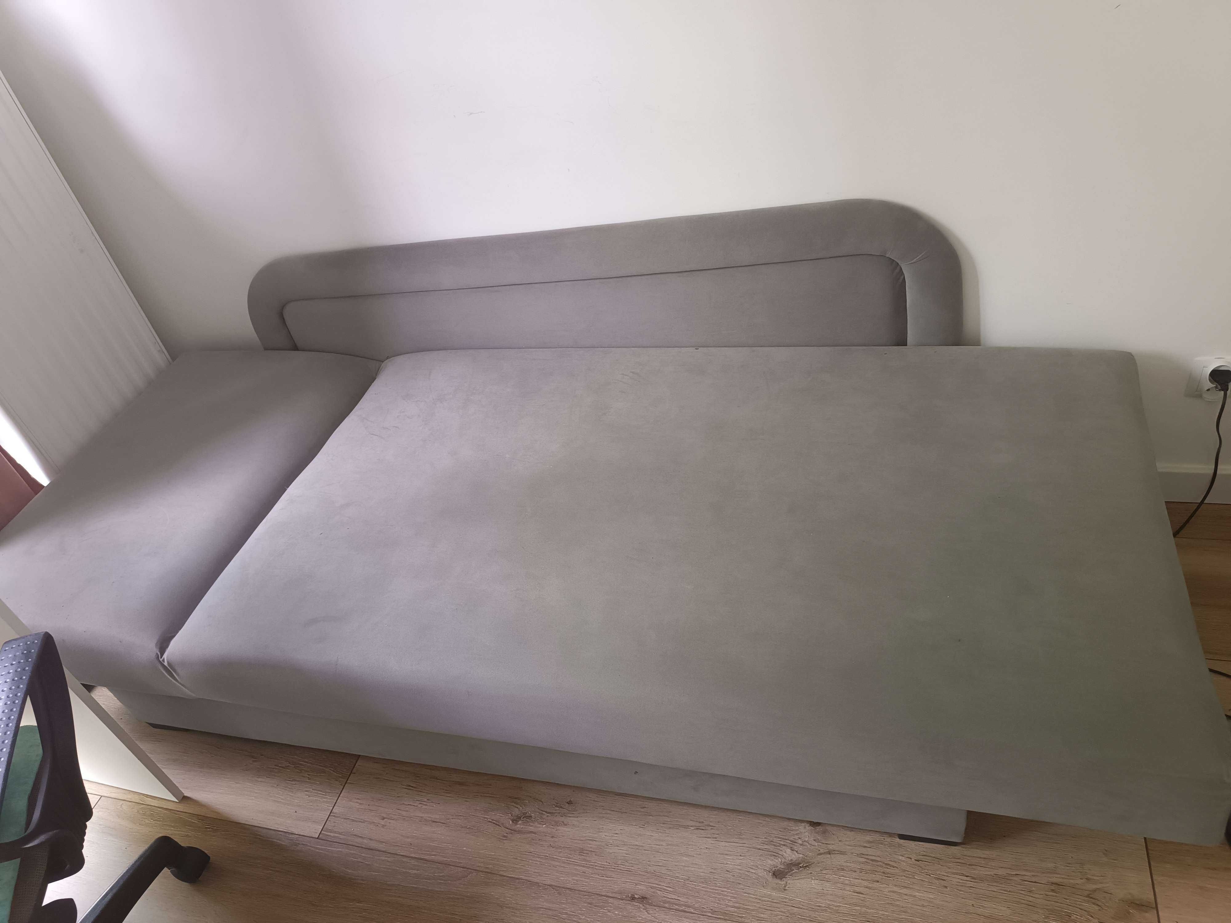 Łóżko tapczan tapicerowany z pojemnikiem 80x200 Dawid Szare [lewy]