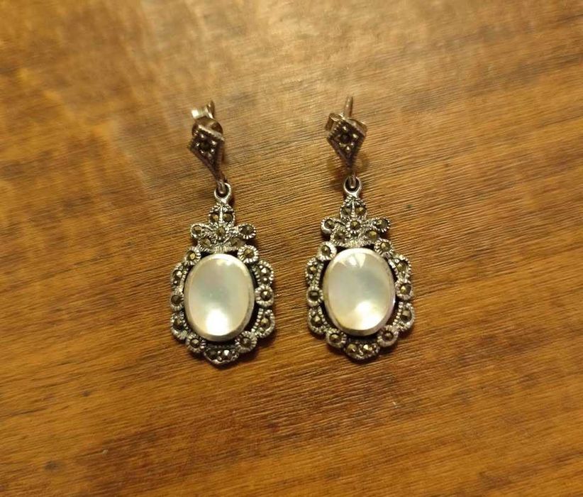 Brincos de prata e Madrepérola, Art Deco