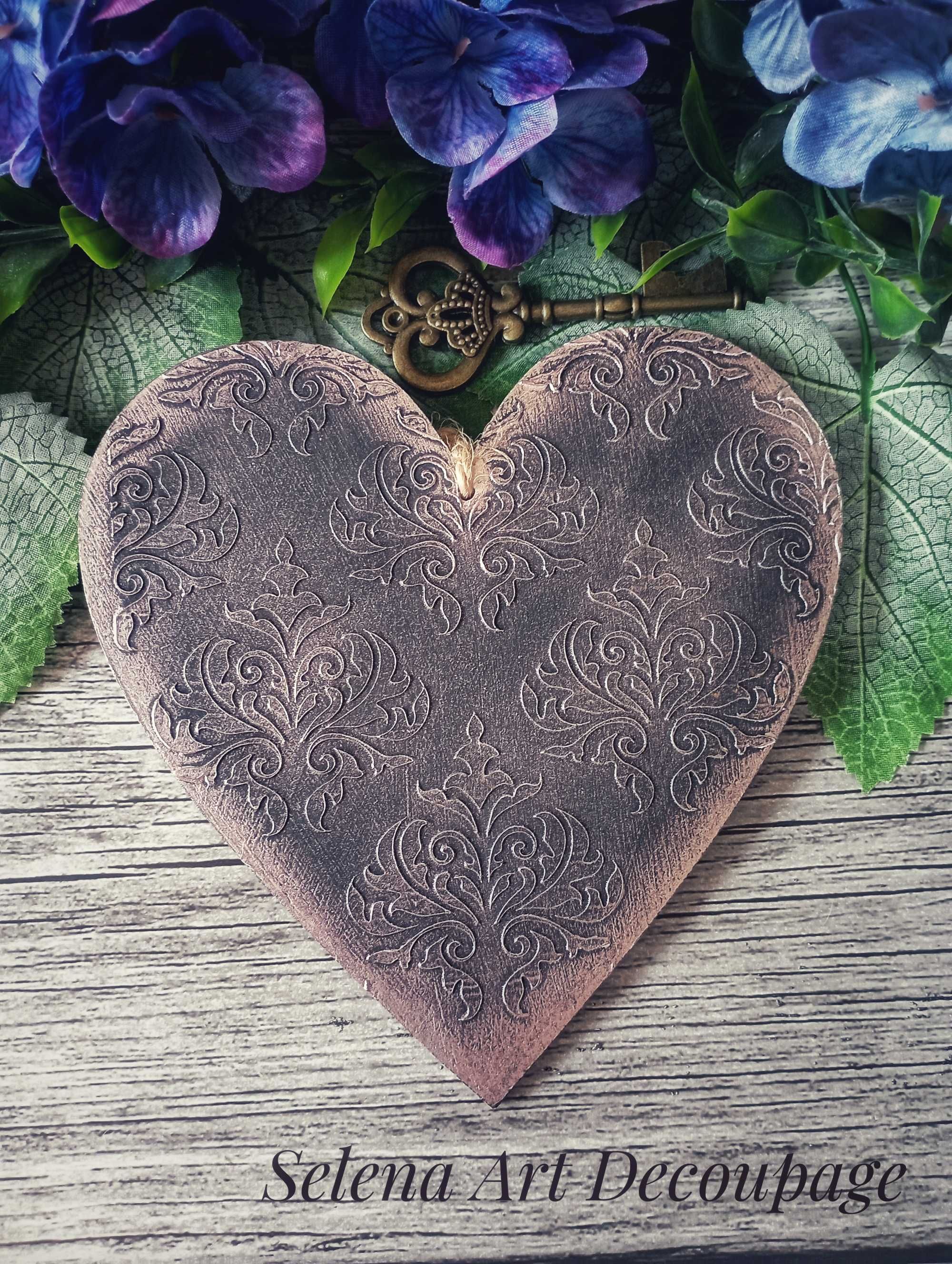 Dekoracja shabby chic serce vintage decoupage