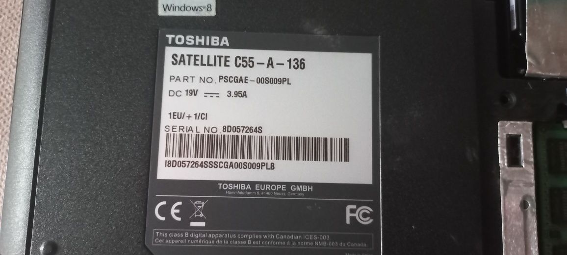 Laptop Toshiba satellite geforce C55-A-136